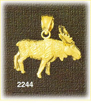 14K Gold Standing 3D Moose Charm