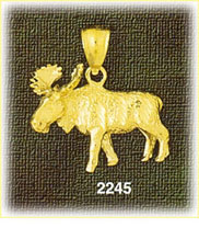 14K Gold Male Moose Charm