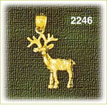 14K Gold 3D Young Moose Charm