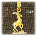 14K Gold Standing Ram Charm