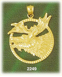14K Gold Encircled Moose Head Charm