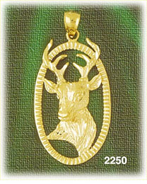14K Gold Encircled Deer Head Charm