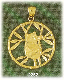 14K Gold Encircled Bear Charm