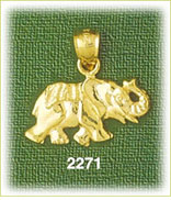 14K Gold Circus Elephant Charm