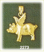 14k gold flying pig charm