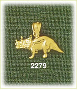 14K Gold Triceratops Charm