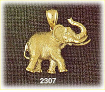 14K Gold Elephant w/Large Tusks Charm