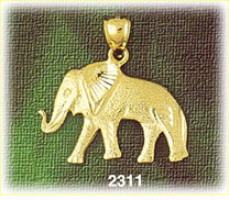 14K Gold Elephant Charm w/Diamond Cut