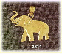 14K Polished Gold Elephant Charm