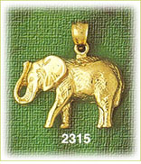 14K Gold Detailed Elephant Charm