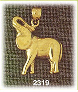 14K Gold Elephant w/Trunk Over Head Charm