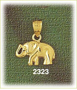 14K Gold Polished Elephant Charm