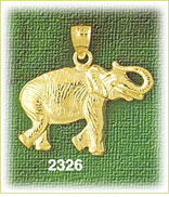 14K Gold Textured Elephant Walking Charm