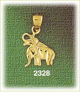 14K Gold Elephants Charm