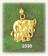 14K Gold Baby Elephant w/Mom Charm