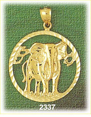 14K Gold Encircled Elephant Standing Charm