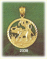 14K Gold Encircled Elephant Charm