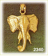 14K Gold Polished Elephant Head Charm