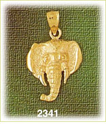 14K Gold Elephant Head Charm