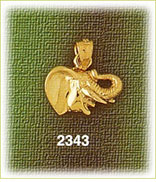 14K Gold Elephant Profile Head Charm