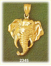 14K Gold Elephant Head w/Short Tusks Charm