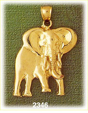 14K Gold Polished Elephant Pendant