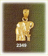 14K Gold Small Polished Elephant Charm