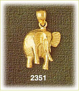 14K Gold Elephant Walking Forward Charm