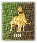14K Gold Large Elephant w/Curved Tusks Charm
