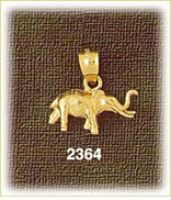 14K Gold 3D Baby Elephant Charm