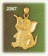 14K Gold Sitting Elephant Charm