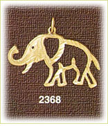 14K Gold Outlined Elephant Charm