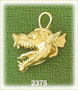 14K Gold Dragon Head Charm