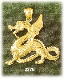 14K Gold Dragon w/Wings Charm