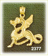 14K Gold Winged Dragon Charm