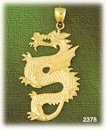 14K Gold Serpent Dragon Charm