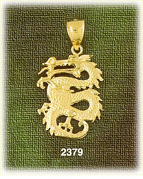 14K Gold 3D Dragon Charm
