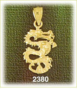 14K Gold 3D Serpent Dragon Charm