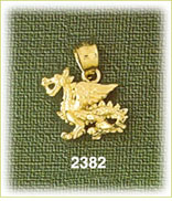 14K Gold Mythical Winged Dragon Charm