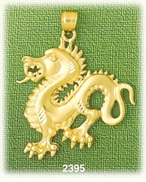 14K Gold Fire Breathing Dragon Charm