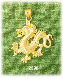 14K Gold Medieval Dragon Charm