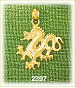 14K Gold Dragon Charm