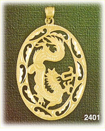 14K Gold Dragon Medallion Charm