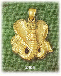14K Gold Cobra Snake Charm