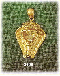 14K Gold Hissing Snake Head Charm
