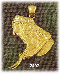 14K Gold Venomous Hissing Snake Charm