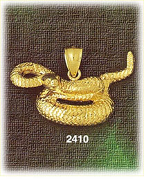 14K Gold Coiled Snake Charm