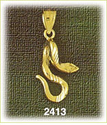 14K Gold Coiled Hissing Snake Charm