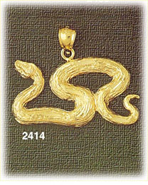 14K Gold Snake Slithering Charm