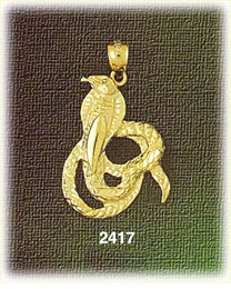 14K Gold Cobra Hissing Snake Charm